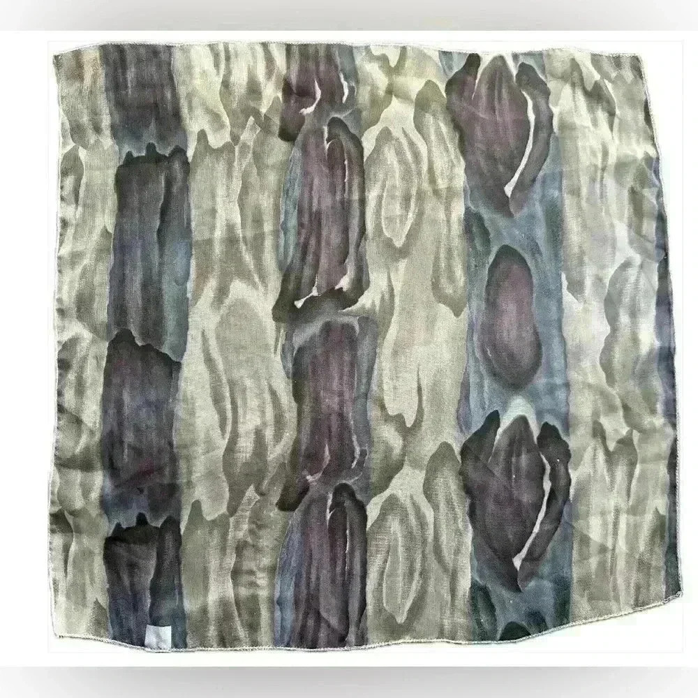 Vintage Handkerchief Colorful Gray, Blue and Purple